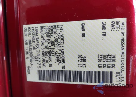 2013 Nissan Altima 2.5/S/Sv/Sl from USA, damaged, VIN 1N4AL3AP2DC242775